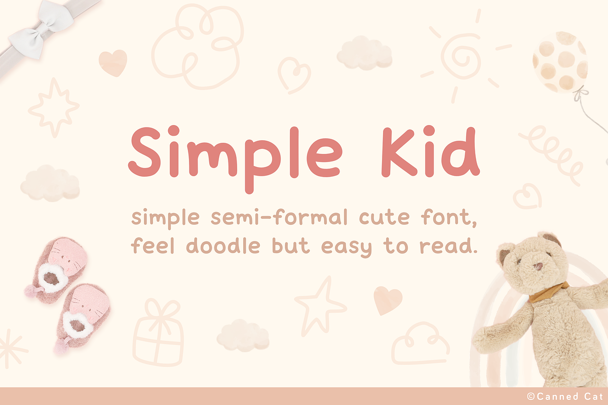 Simple Kid Font, a Handwritten Font by Canned Cat (Photo 1 of 3)