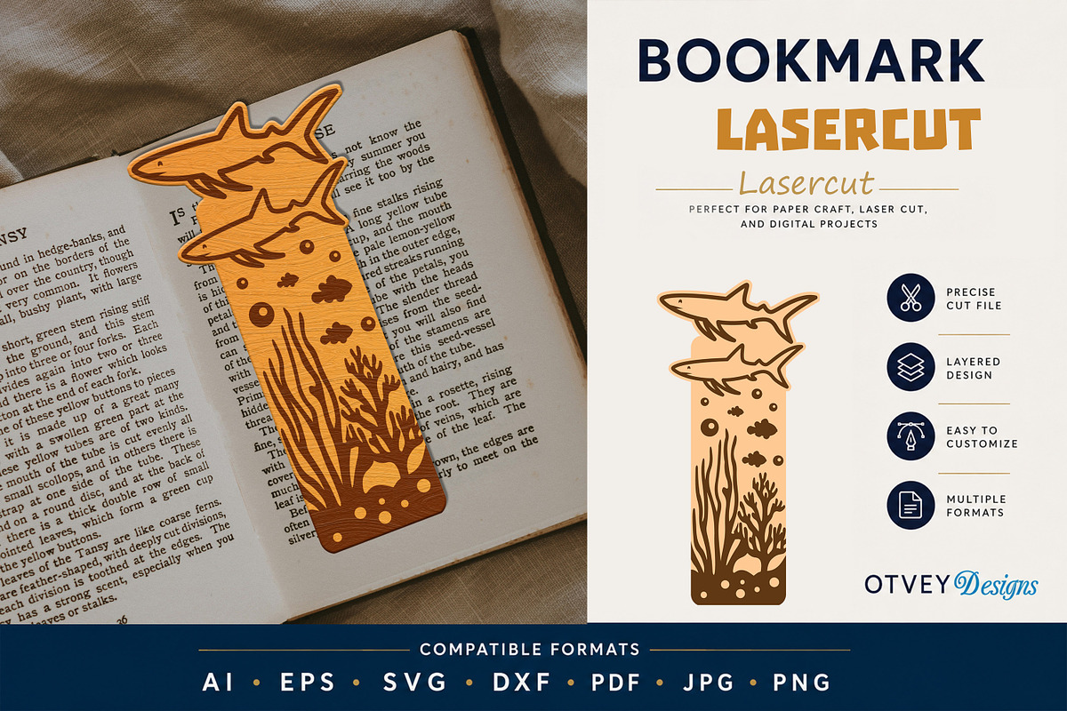 Sea Animals Bookmark lasercut, an Animal Illustration by OTVEY DESIGN (Photo 6 of 13)