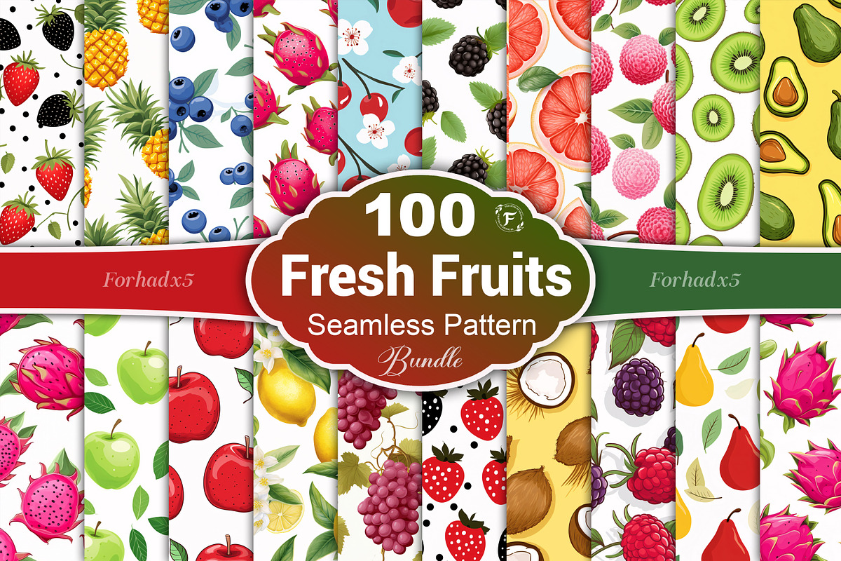 Fruits Seamless Pattern, a Pattern Graphic by Forhadx5 (Photo 1 of 16)