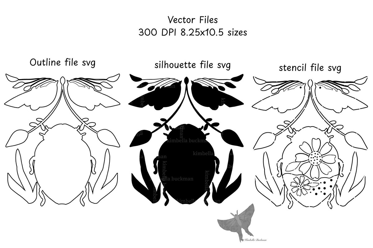 Stencil SVG Beetle and Birds Cricut, a Shape Add-On by Kimbella Buckman Designs (Photo 3 of 3)
