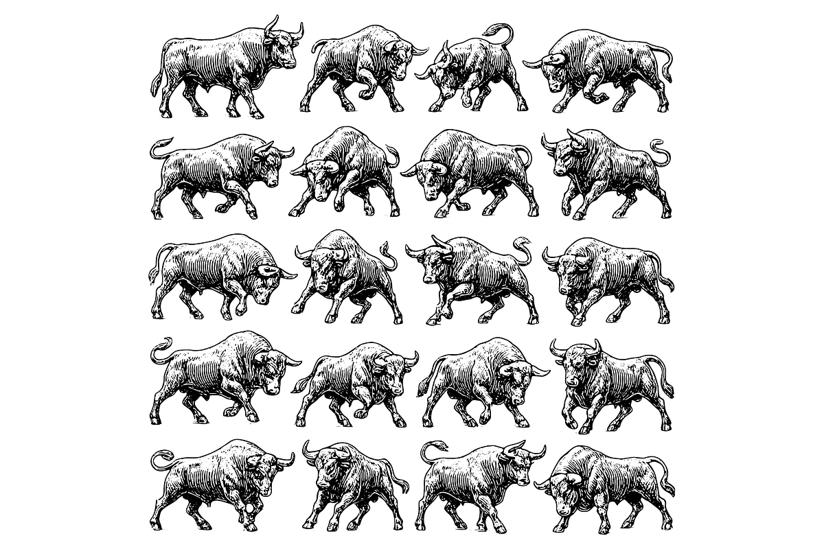 Bull Animal Illustration Clipart Set, an Object Graphic by RT Studio