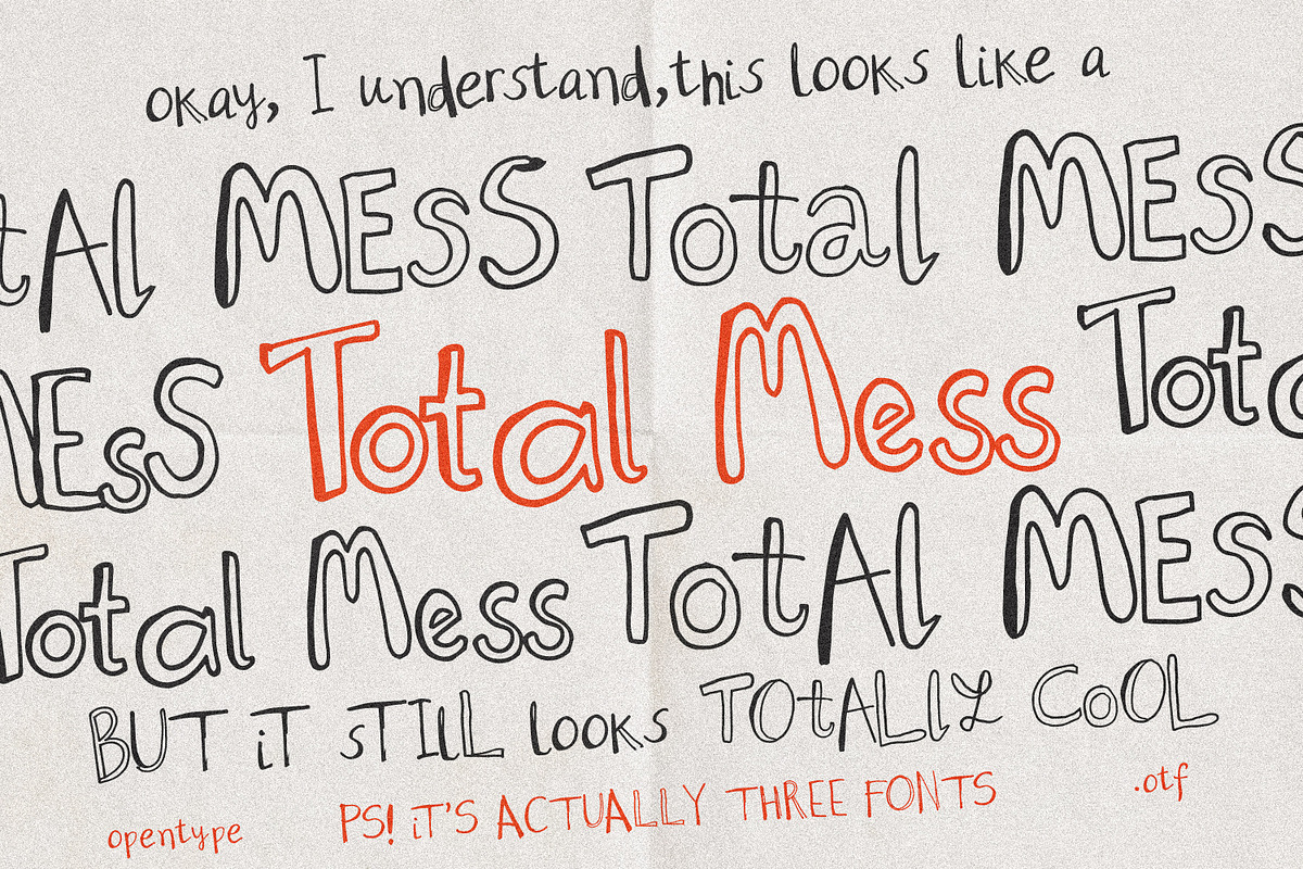 Total Mess - A Quirky Doodle Font, a Handwritten Font by AndrewPixelType (Photo 1 of 12)