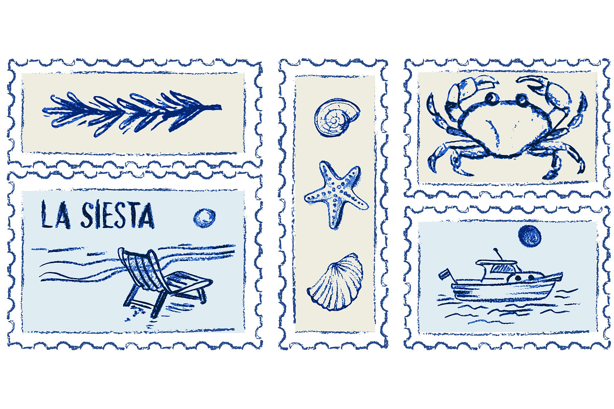 Mediterranean seaside postage stamp, an Animal Illustration by Zimages (Photo 1 of 3)