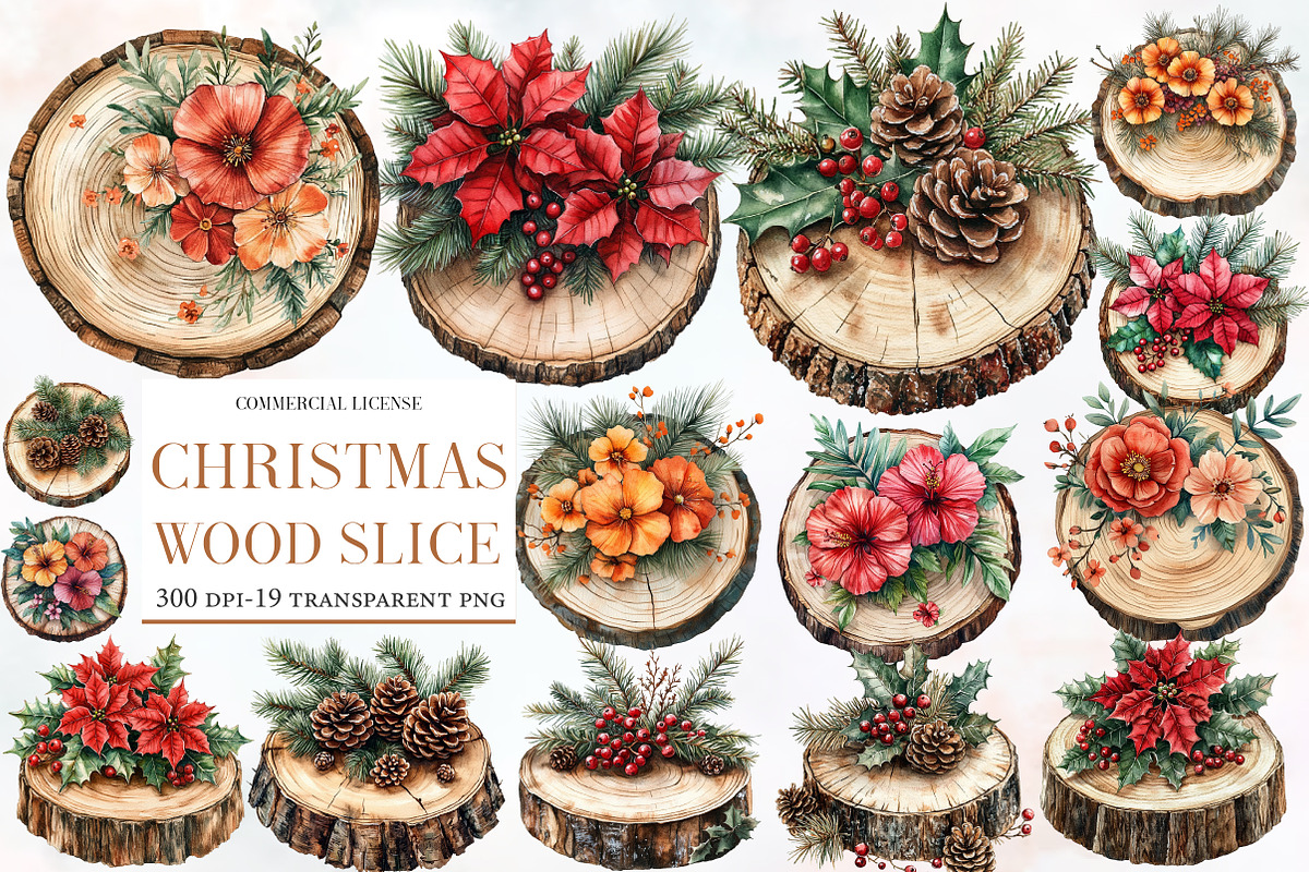 Christmas Wood Slice clipart, an Illustration by Designworld (Photo 1 of 6)