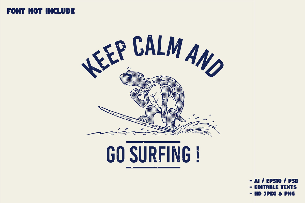 retro cool surfing turtle, a Branding & Logo Template by Judsart