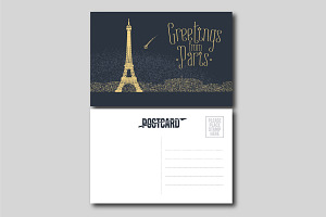 France, Paris Vector Postcard