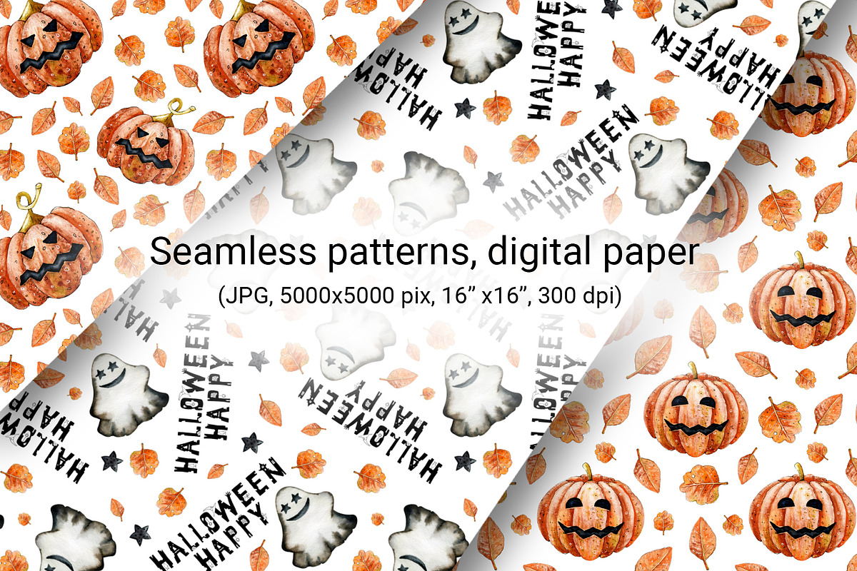 Happy halloween digital paper set, a Pattern Graphic by Artmanata (Photo 5 of 12)