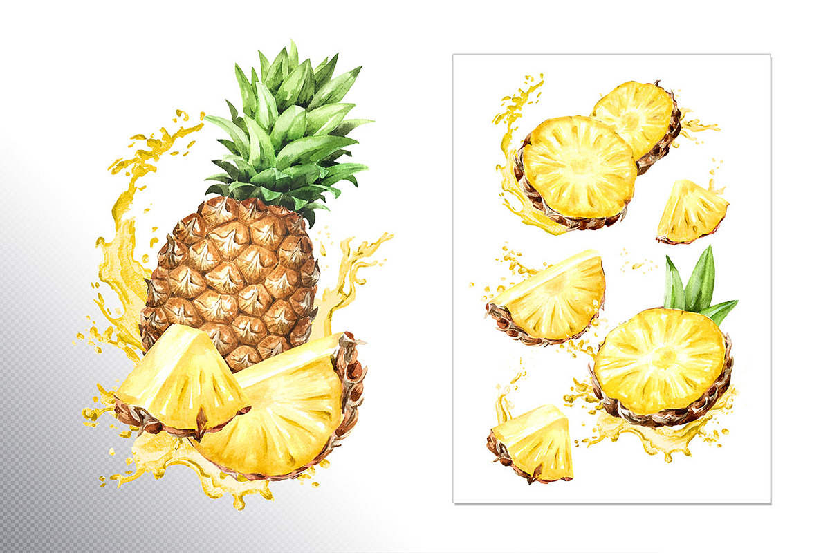 Tropical Pineapple. Hand painted, a Food Illustration by Daria Ustiugova (Photo 11 of 28)