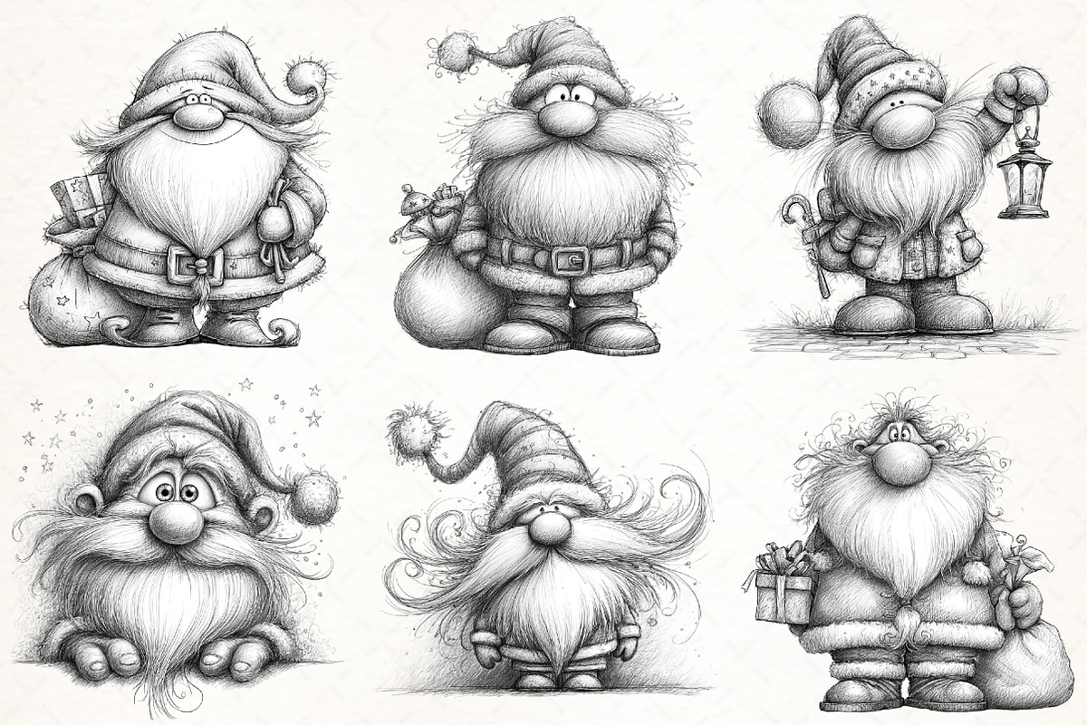 Santa Sketch,Christmas Clipart, an Illustration by Libby Wishes (Photo 3 of 9)