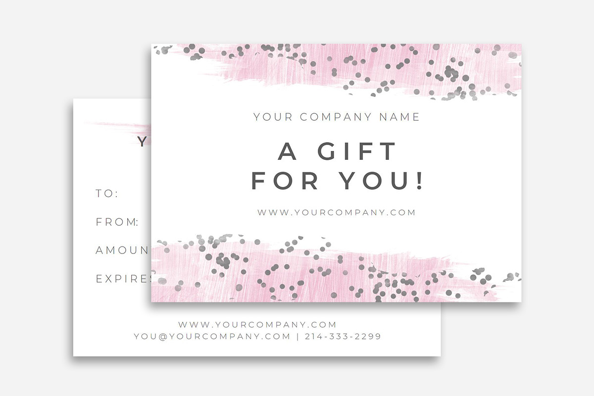 Pink Gift Card Template, a Card Template by DesignStudioTeti (Photo 1 of 6)