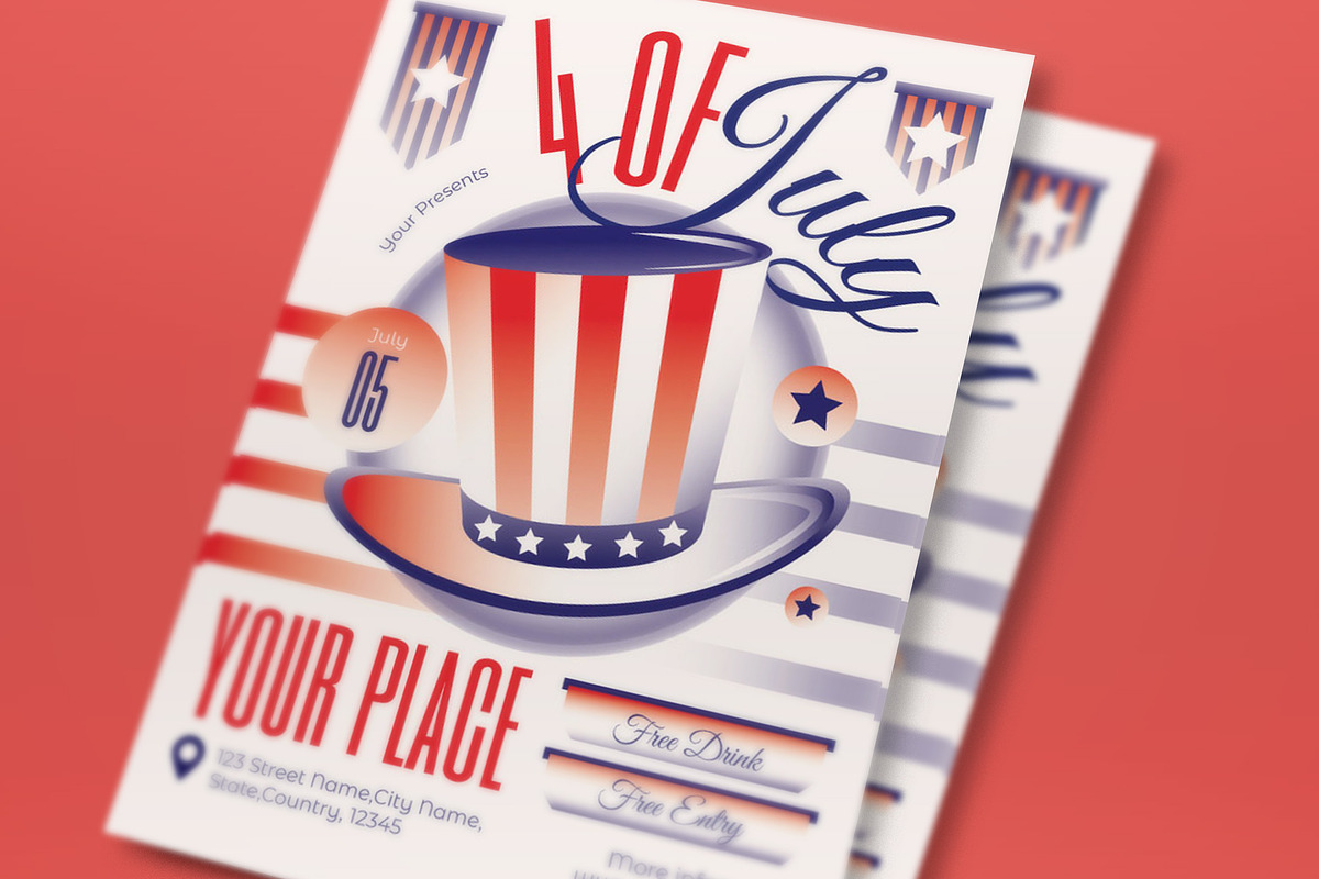 Blue Gradient 4th Of July Flyer Set, a Flyer Template by graphicook (Photo 2 of 3)