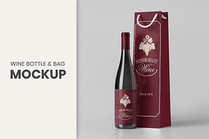 Wine Bottle and Bag Mockup
