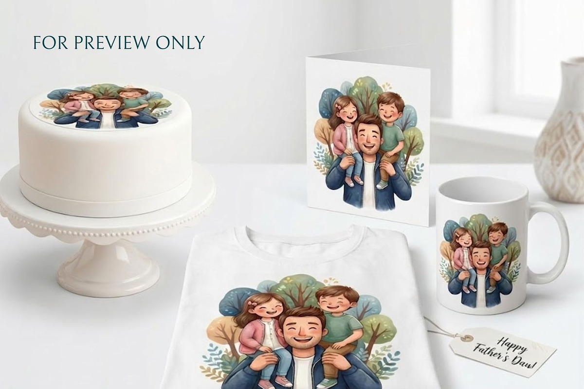 Father's Day Watercolor Clipart Set, a Decorative Illustration by Arslan (Photo 5 of 8)