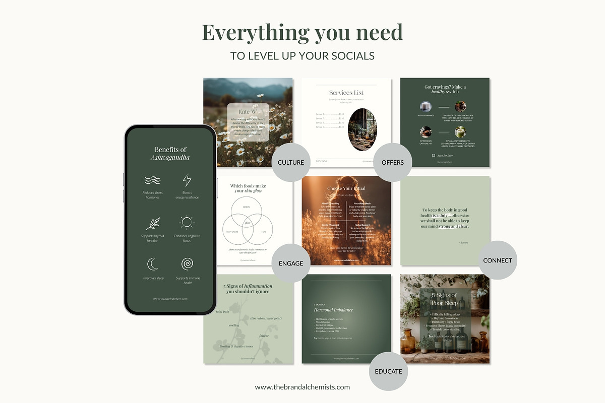 Mother Earth Wellness Template Pack, a Social Media Template by The Brand Alchemists (Photo 4 of 14)