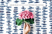 80 Indigo Blue Watercolor Patterns, a Pattern Graphic by Pink Coffie (Thumbnail 2 of 9)