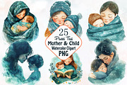 Pastel Teal Mother and Child Mothers, an Illustration by RobertsArt (Thumbnail 1 of 7)