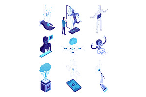 Isometric artificial intelligence, a Technology Illustration by the8monkey