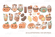 Kawaii Fall Coffee Clipart, an Illustration by TheClipAtelier (Thumbnail 2 of 3)