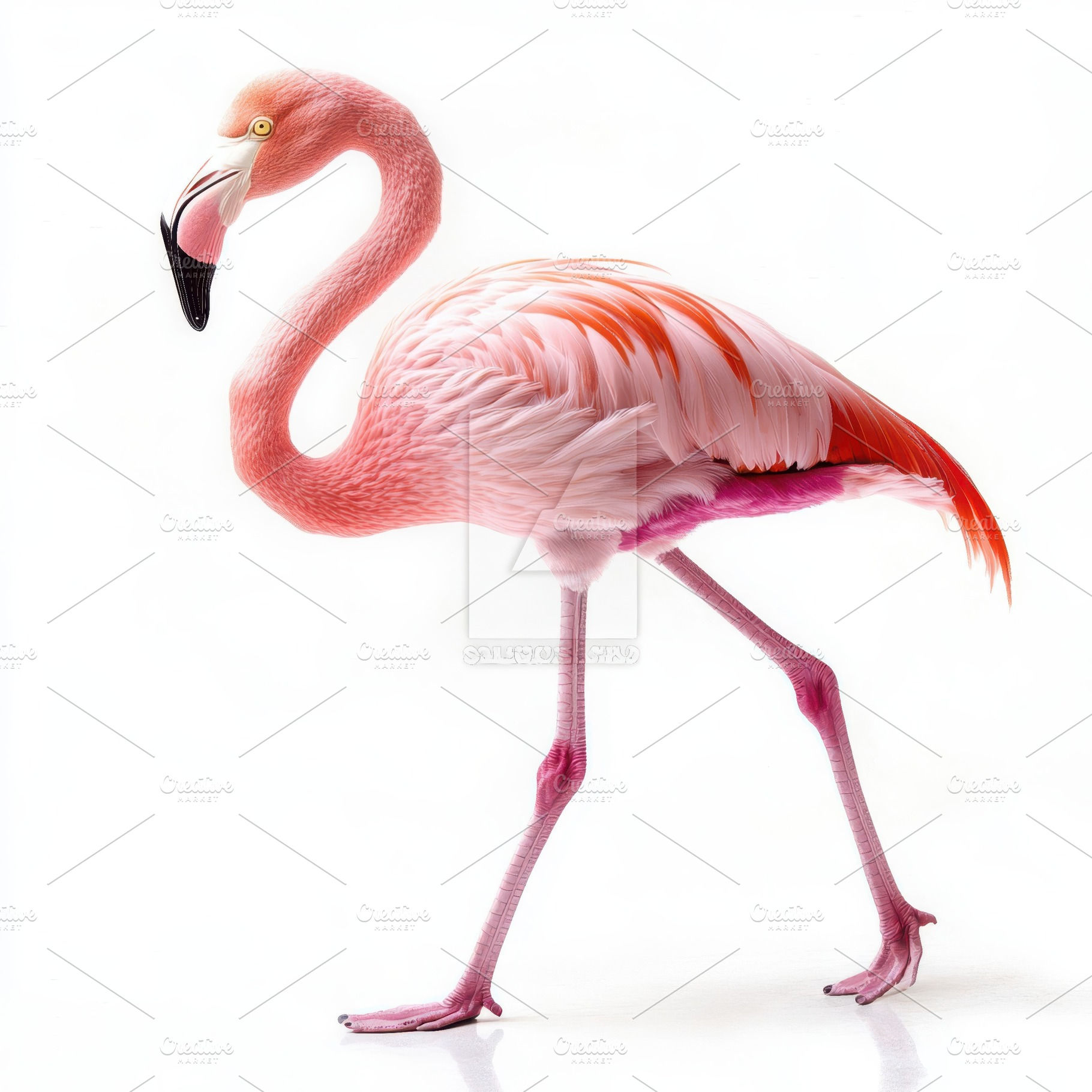 Pink Flamingo Elegant Bird Profile W, an Animal Photo by Pixeness Studio