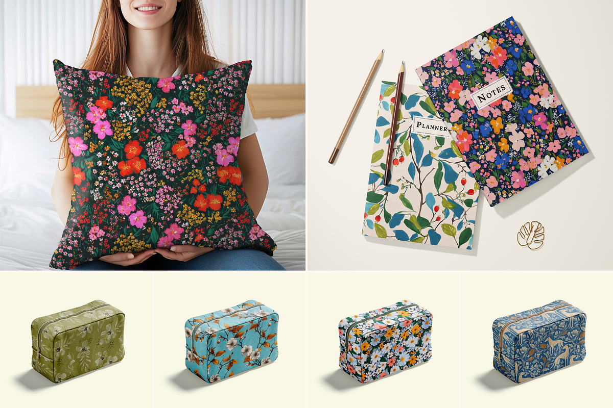 Vintage Floral Seamless Patterns, a Pattern Graphic by Ninterints (Photo 8 of 20)
