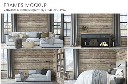 MOUNTAIN RETREAT HOME Frame mockups, a Poster Template by MyHomeMockups