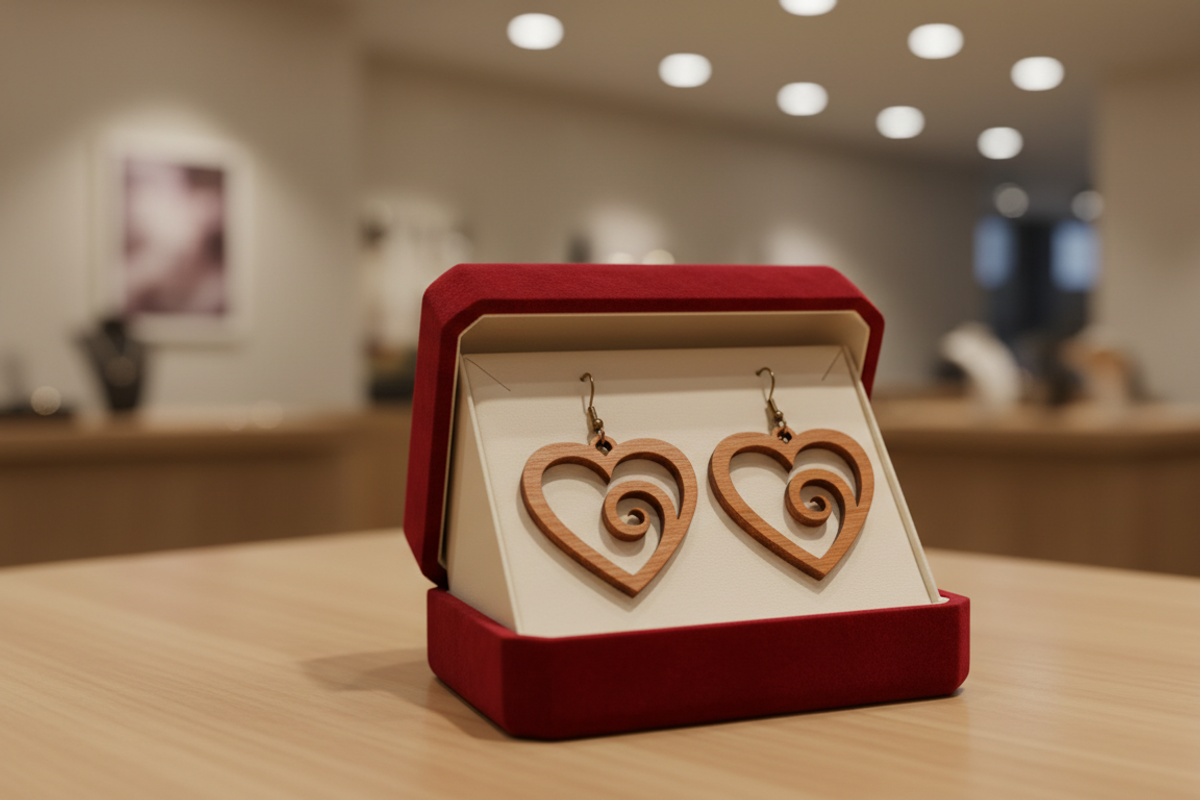 Romantic Wooden Laser Cut Earring, an Object Graphic by Designer_Momina (Photo 5 of 5)