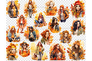 Watercolor Autumn Girl Clipart, a Person Illustration by GlamArtZhanna (Thumbnail 4 of 5)
