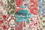 Vintage Christmas Toile Patterns, a Seasonal Illustration by Verdigris Studios (Thumbnail 1 of 4)