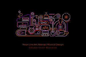 Neon Line Art Abstract Music Design