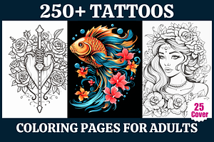 Tattoos Coloring Pages For Adults, a Decorative Illustration by Coco Bloom