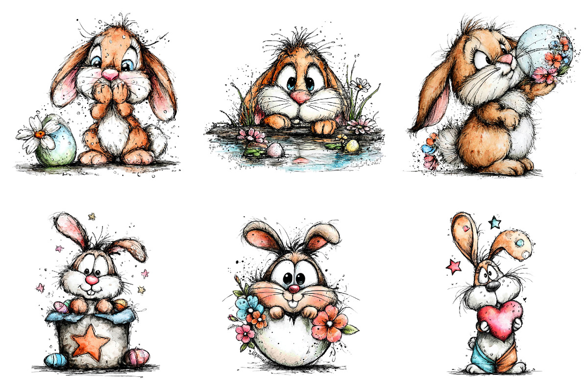 Whimsical Easter Bunny Clipart, an Illustration by Dream Creation (Photo 5 of 6)