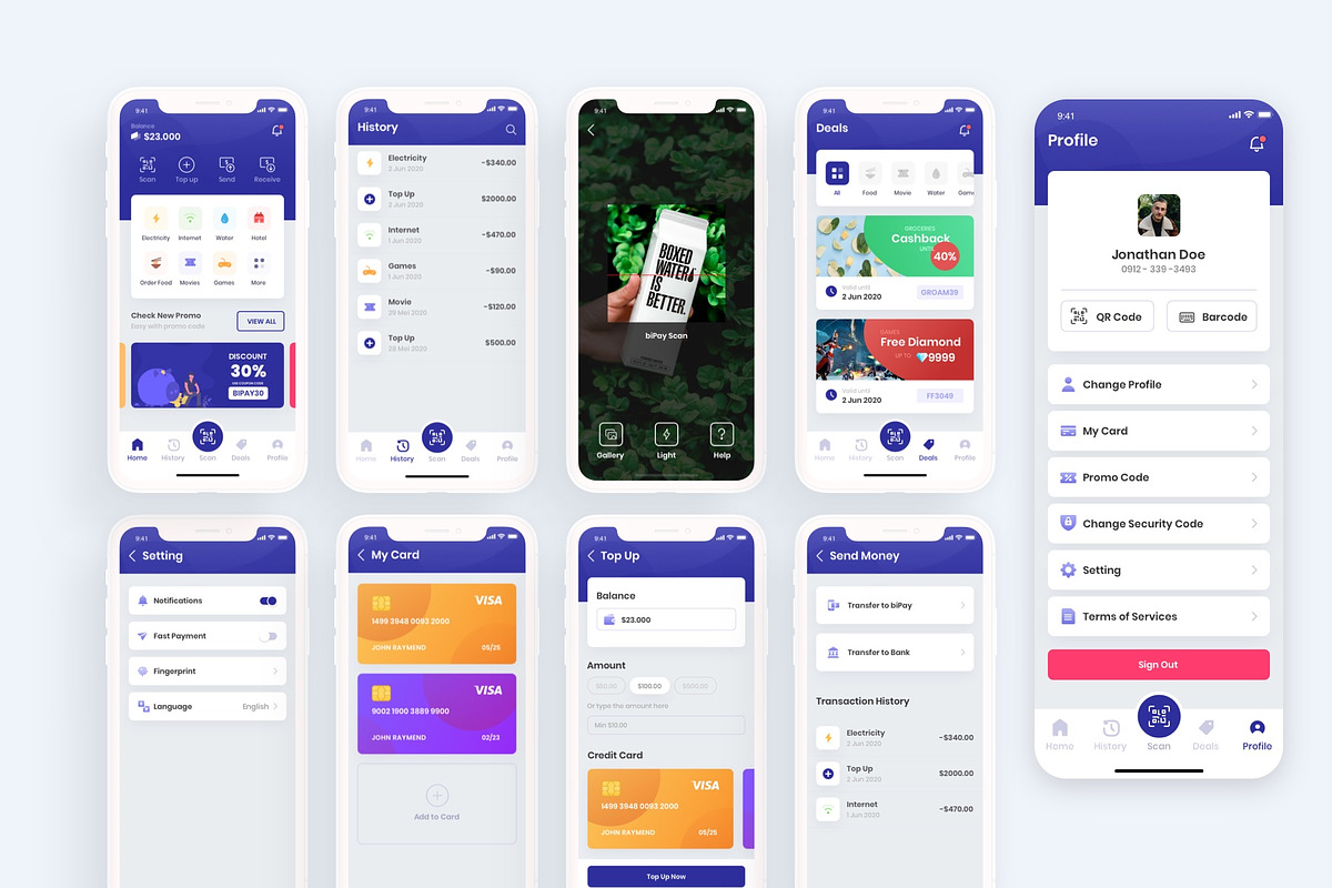 biPay - eWallet Mobile App UI Kit, an UI Kit Template by Masdika Studio (Photo 5 of 6)