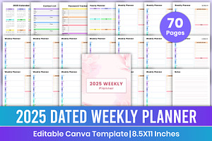 2025 Dated Weekly Planner Canva Kdp, a Stationery Template by Mustafiz