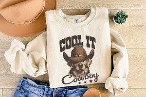 Cool It Cowboy Western PNG, Digital