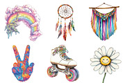 Hippie Summer Sublimation Clipart, an Illustration by SinaCreation (Thumbnail 5 of 5)