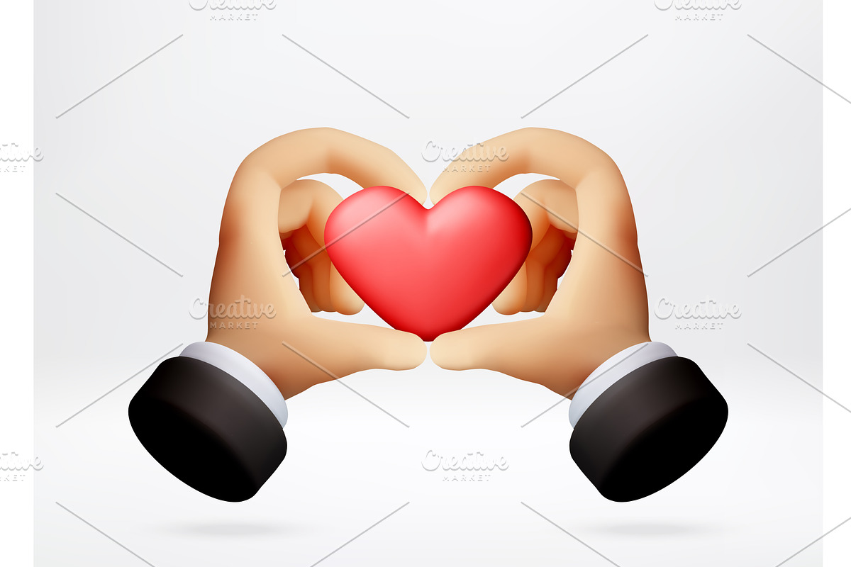 3D Hands forming heart shape around, an Object Illustration by Abscent