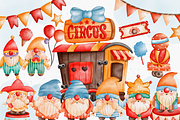 Watercolor Circus Gnome Clipart, an Animal Illustration by Apixsala (Thumbnail 1 of 12)