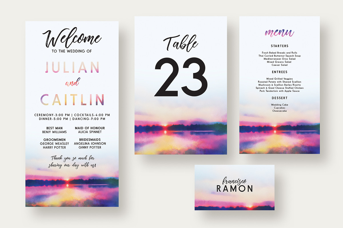 Sunset Lake Wedding Invitation Suite, an Invitation Template by Knotted Design (Photo 4 of 4)