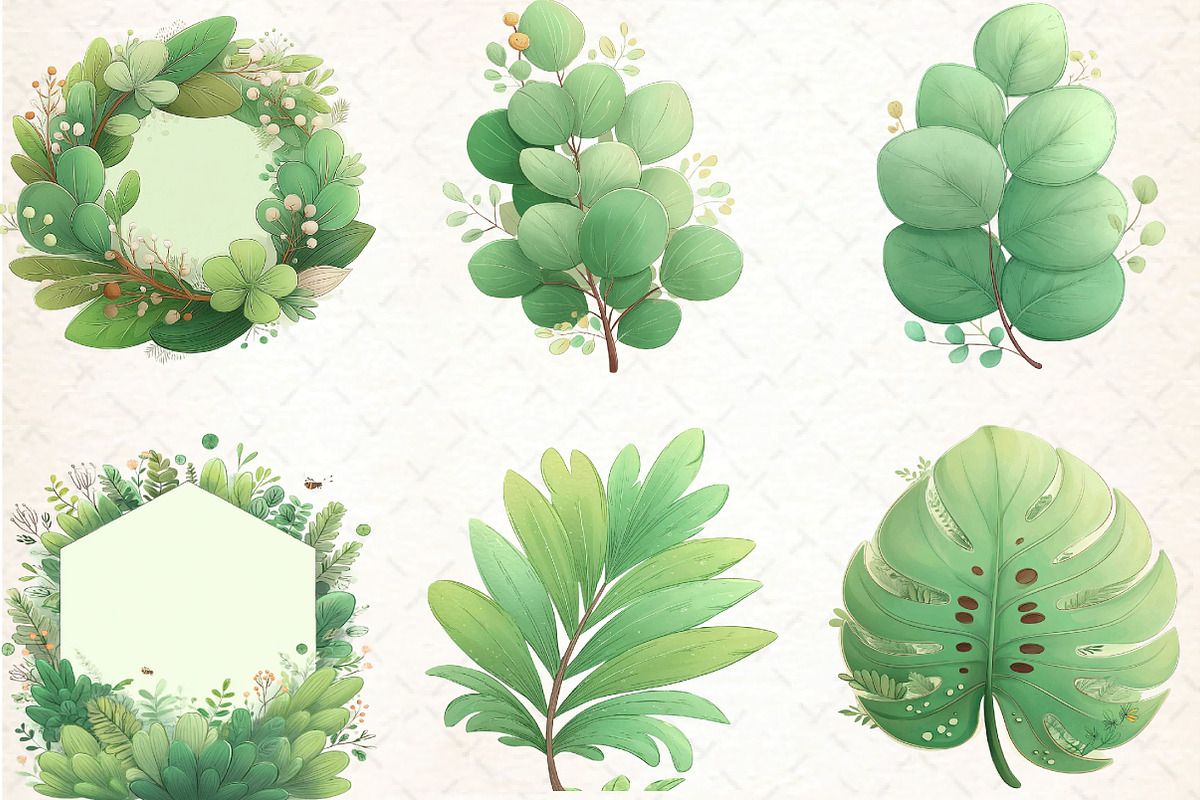 Watercolor Foliage Clipart Bundle, an Illustration by DreamCafeArt (Photo 6 of 6)