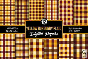 Yellow & Burgundy Plaid Patterns