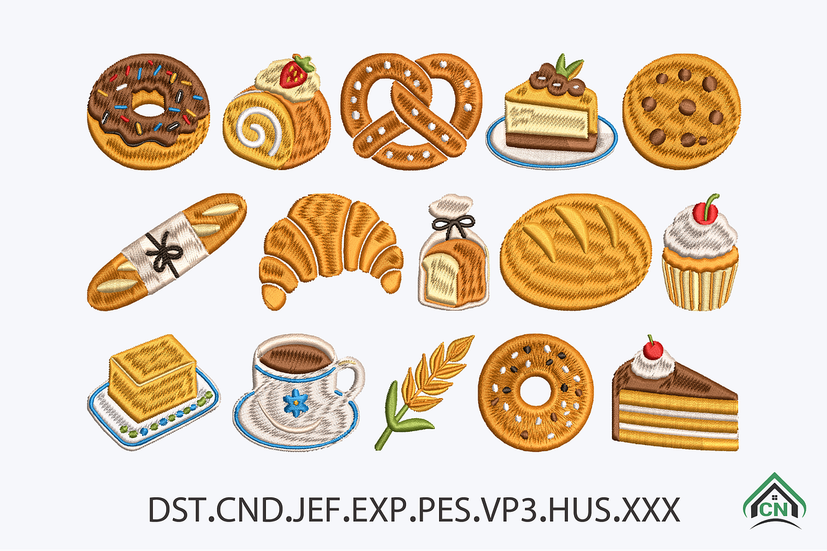 Bakery Embroidery Design x15 Bundle, a Solid Icon by Craft Nest (Photo 1 of 6)