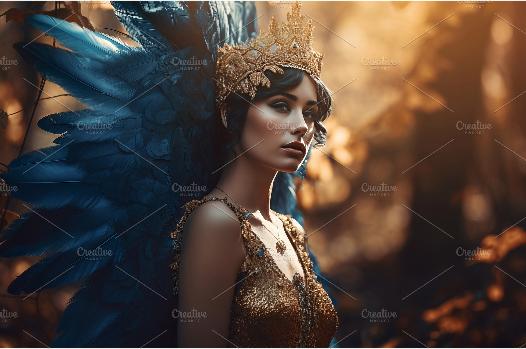 Blue dress feathers princess person, a Beauty & Fashion Photo by Ylivdesign