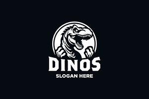 Rustic Roaring dinosaur Raptor Logo, a Branding & Logo Template by funpixel