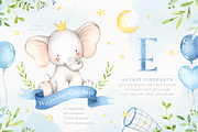 Lovely Blue Elephants Watercolor Set, an Animal Illustration by everysunsun (Thumbnail 1 of 5)