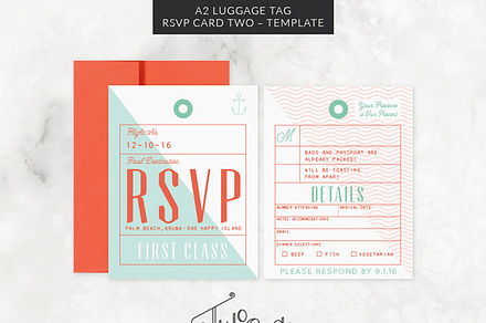 A2 Luggage Tag RSVP Card Template