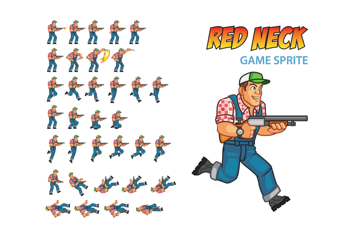 Red Neck Game Sprite, a Person Illustration by Silpin