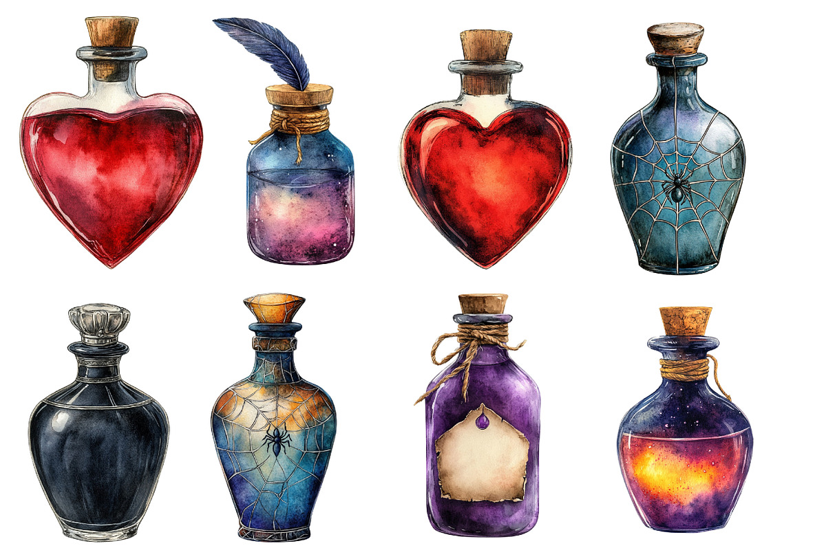 Vintage Halloween Potions Clipart, an Illustration by Designworld (Photo 3 of 5)