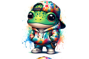 Graffiti Streetwear Frog Clipart Set