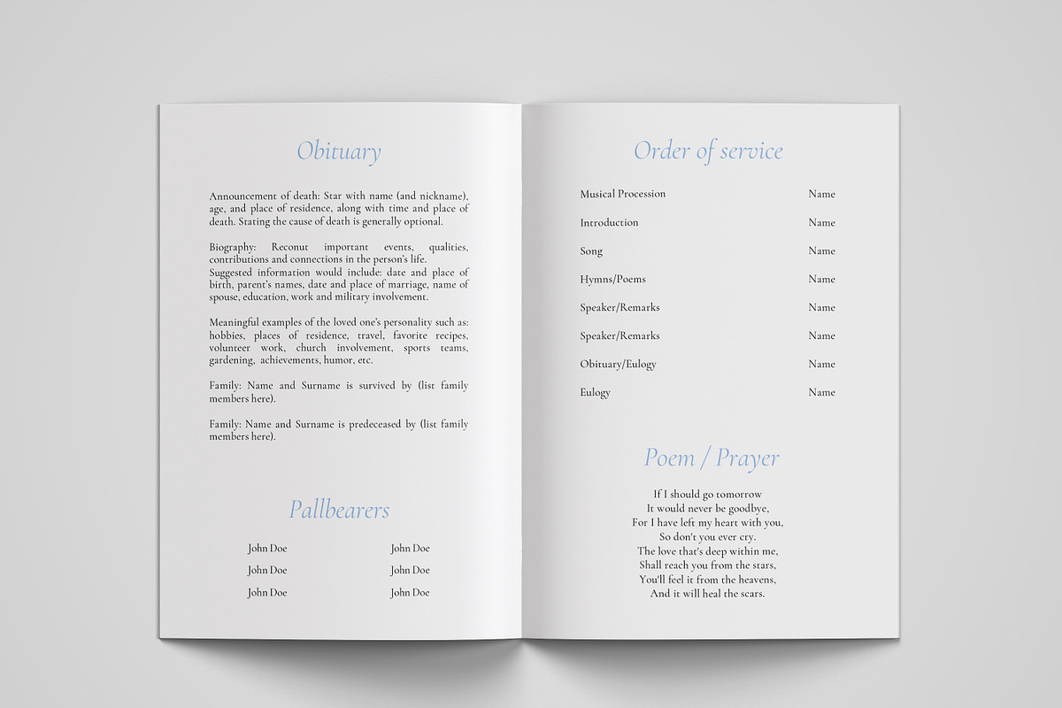 funeral program printing template, a Templates & Theme by TemplateLab (Photo 2 of 2)