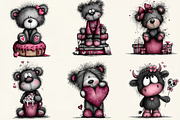 Quirky Teddy Bear Valentine Clipart, an Illustration by DreamCafeArt (Thumbnail 3 of 6)
